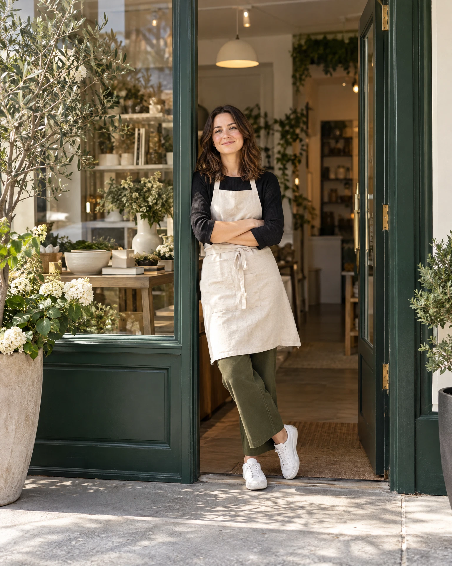 Business owner standing in the doorway of a newly opened space